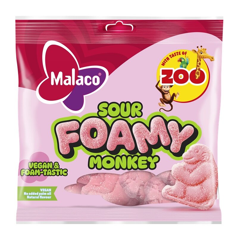 Malaco Foamy Zoo Sour Monkey 115 gram