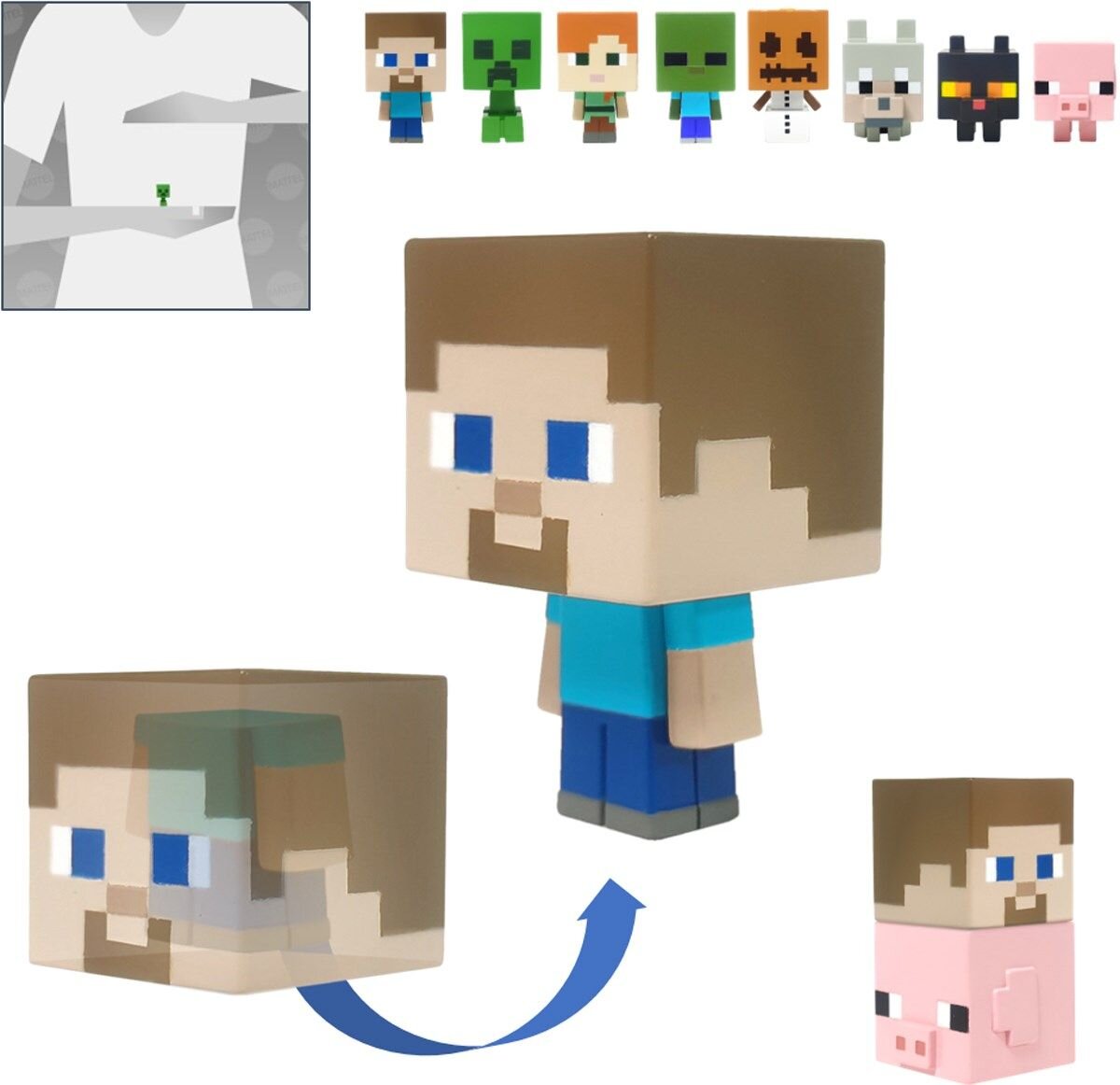 Minecraft - Mini Mob Heads figurer 5 cm osorterade