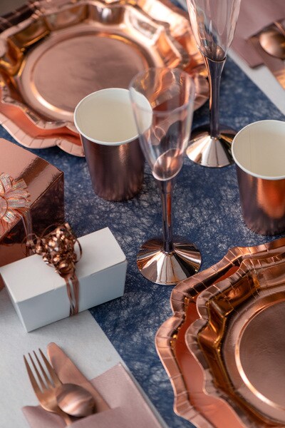 Champagneglas av plast med roséguldfot 6-pack