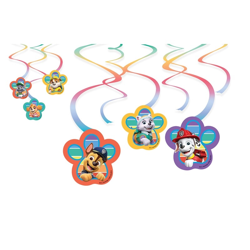 Paw Patrol Party - Hängande Swirl Dekorationer 6-pack