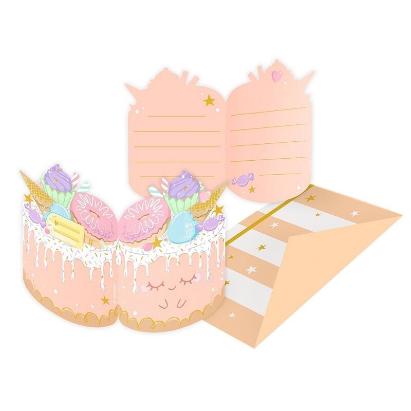 Crazy Cake - Inbjudningskort med kuvert 8-pack