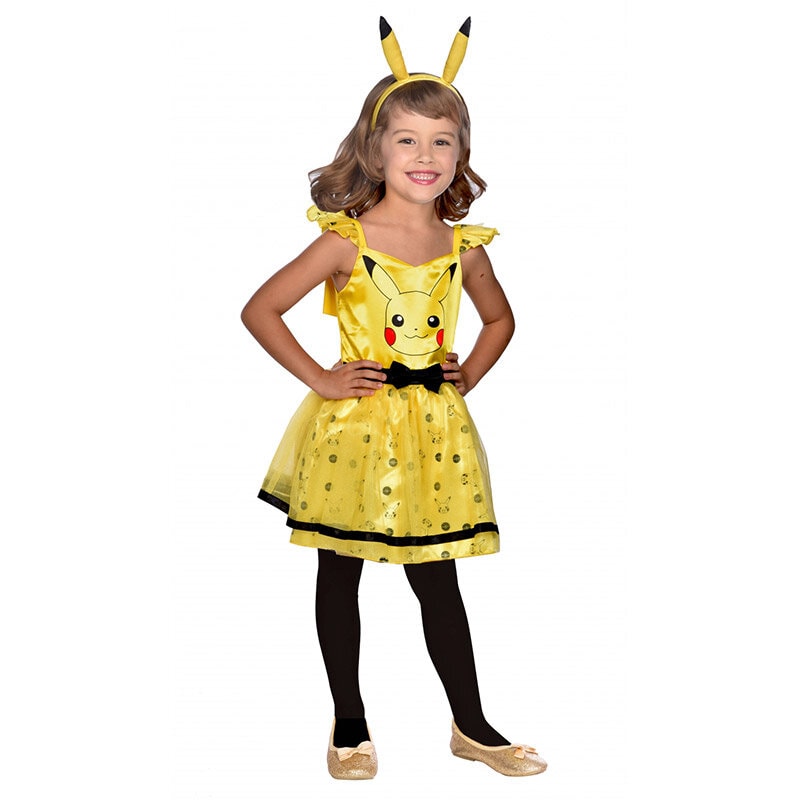 Pokemon Pikachu Dress Maskeraddräkt Barn 4-10 år