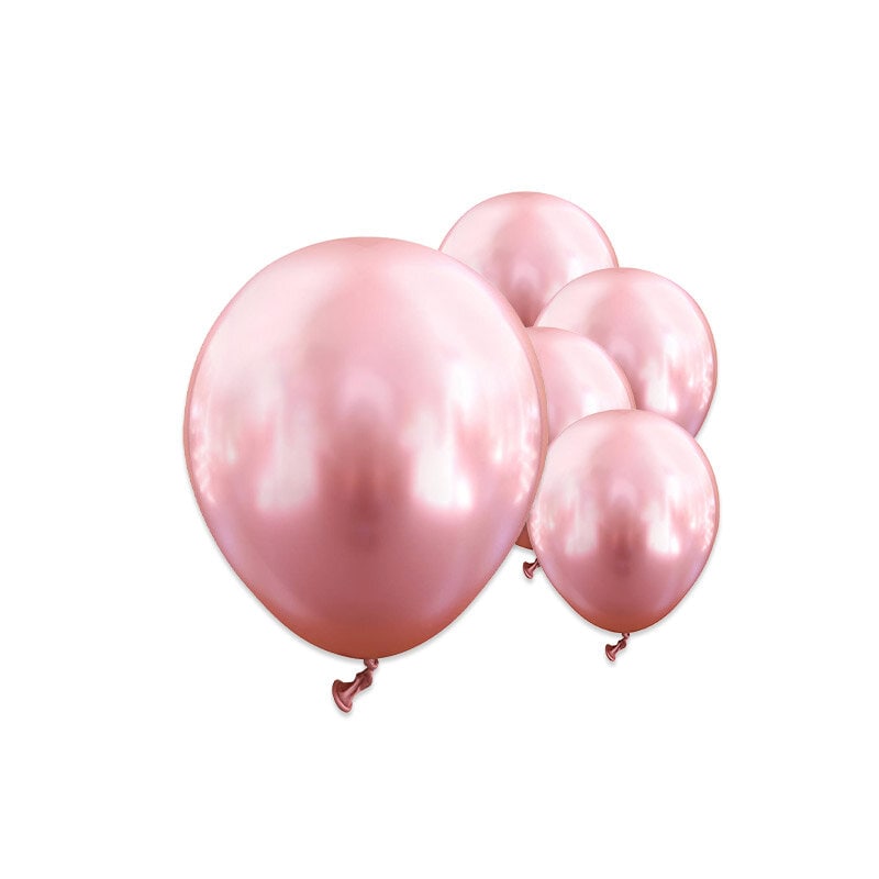 Ballonger, Chrome Rosa 13 cm 25-pack