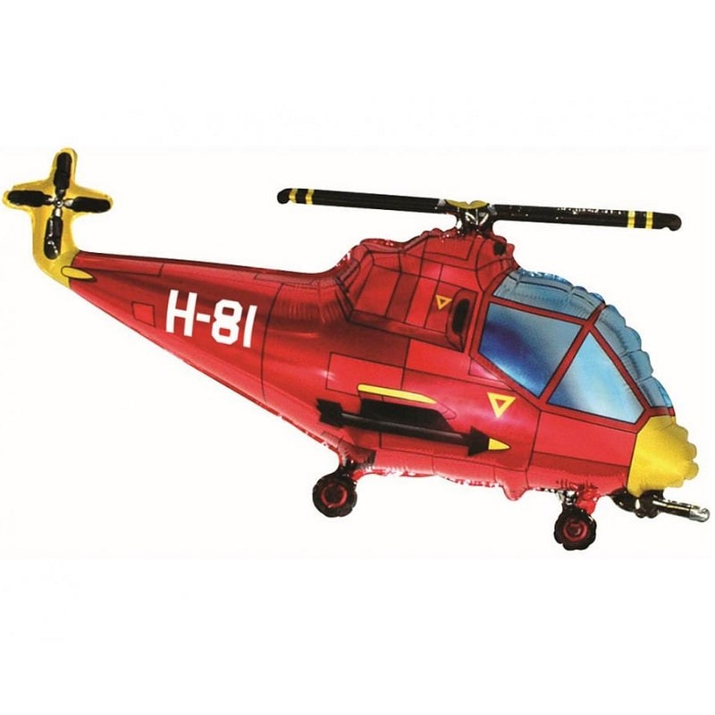 Folieballong - Röd Helikopter 96 cm