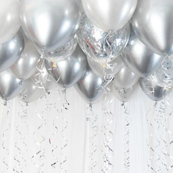 Ballongkit till tak - Silver/Chrome