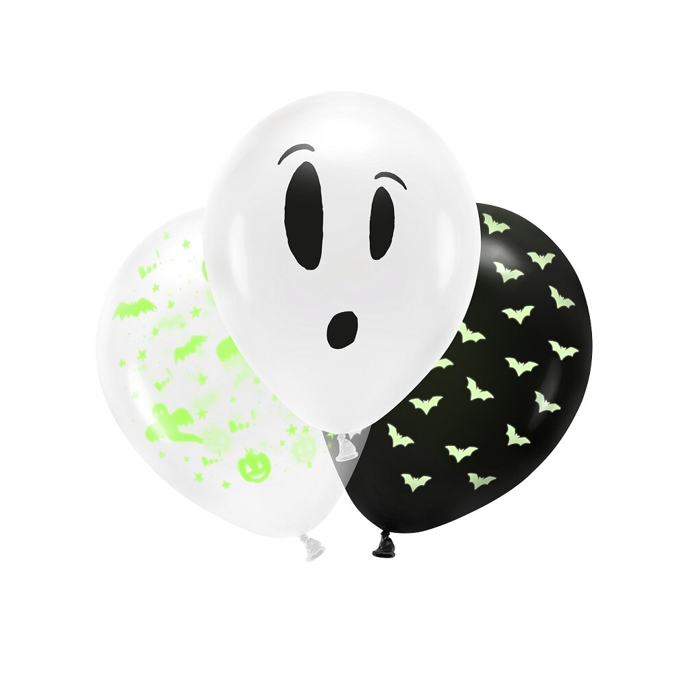 Halloweenballonger Glow in the dark 3-pack