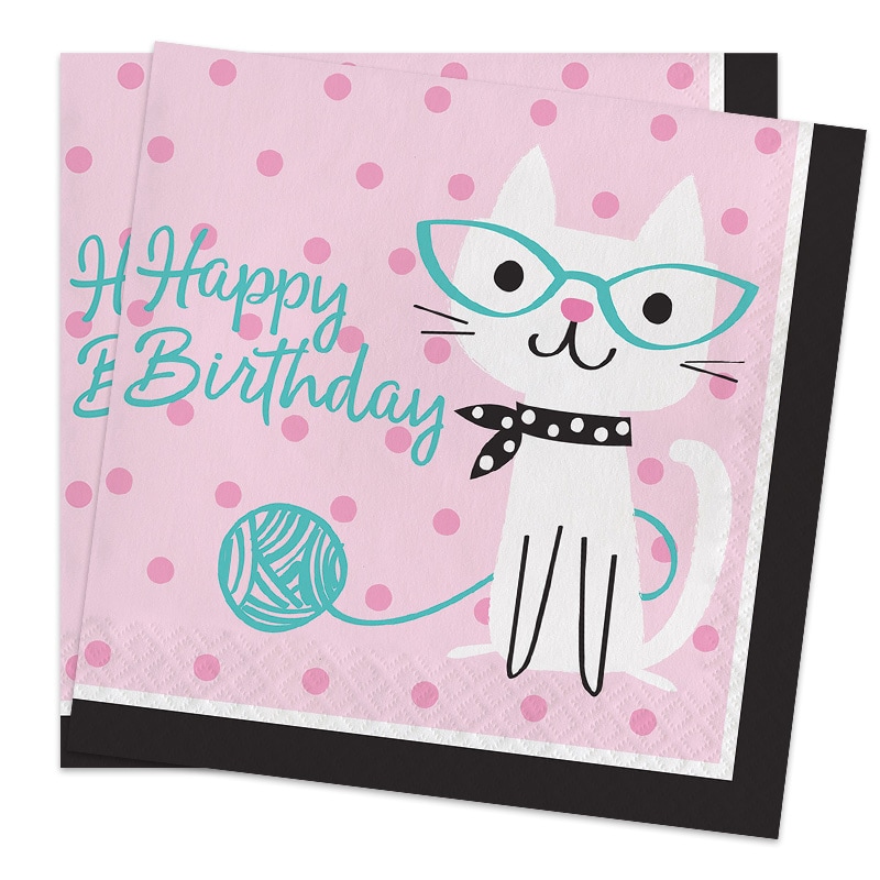 Cat Party - Servetter Happy Birthday 16-pack