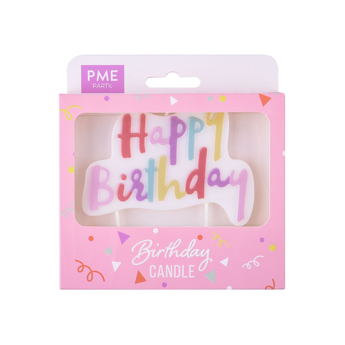 PME Tårtljus Pastell Rosa - Happy Birthday