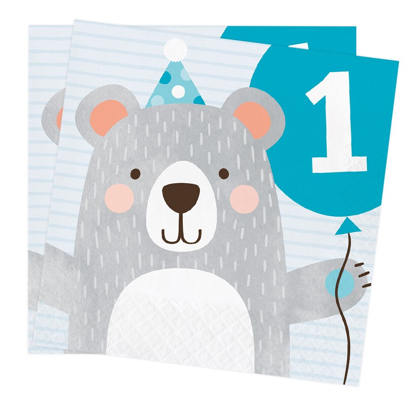 Birthday Bear - Servetter 1 år 16-pack