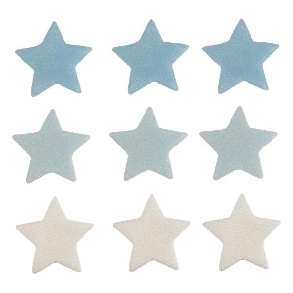 Sockerdekorationer, Stjärnor blå/ljusblå/vit 9-pack