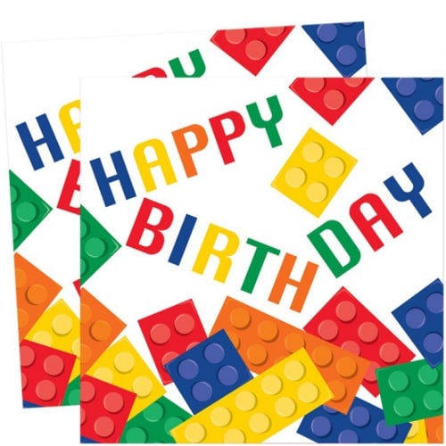Block Party - Servetter Happy Birthday 16-pack