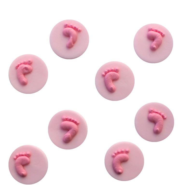 Sockerdekorationer - Baby feet rosa 8-pack