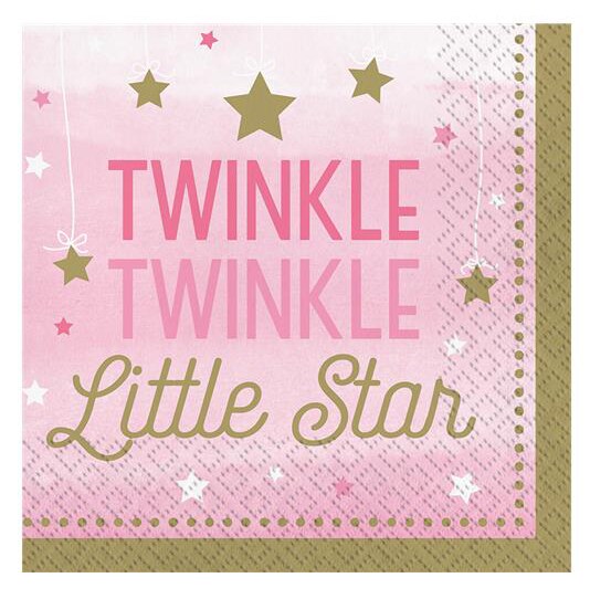 Twinkle Little Star Rosa, Servetter 16-pack