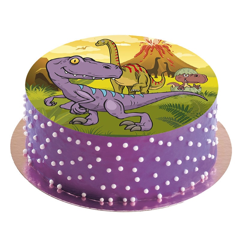 Tårtbild Dinosaurie - Sockerpasta 20 cm