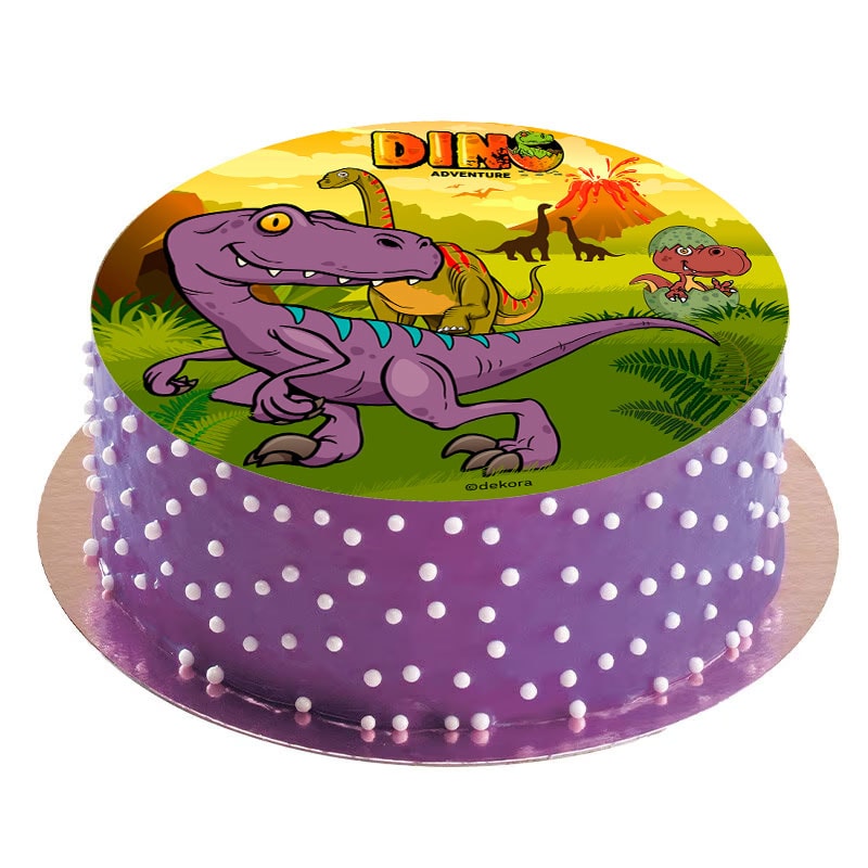 Tårtbild Dinosaurie - Sockerpasta 20 cm