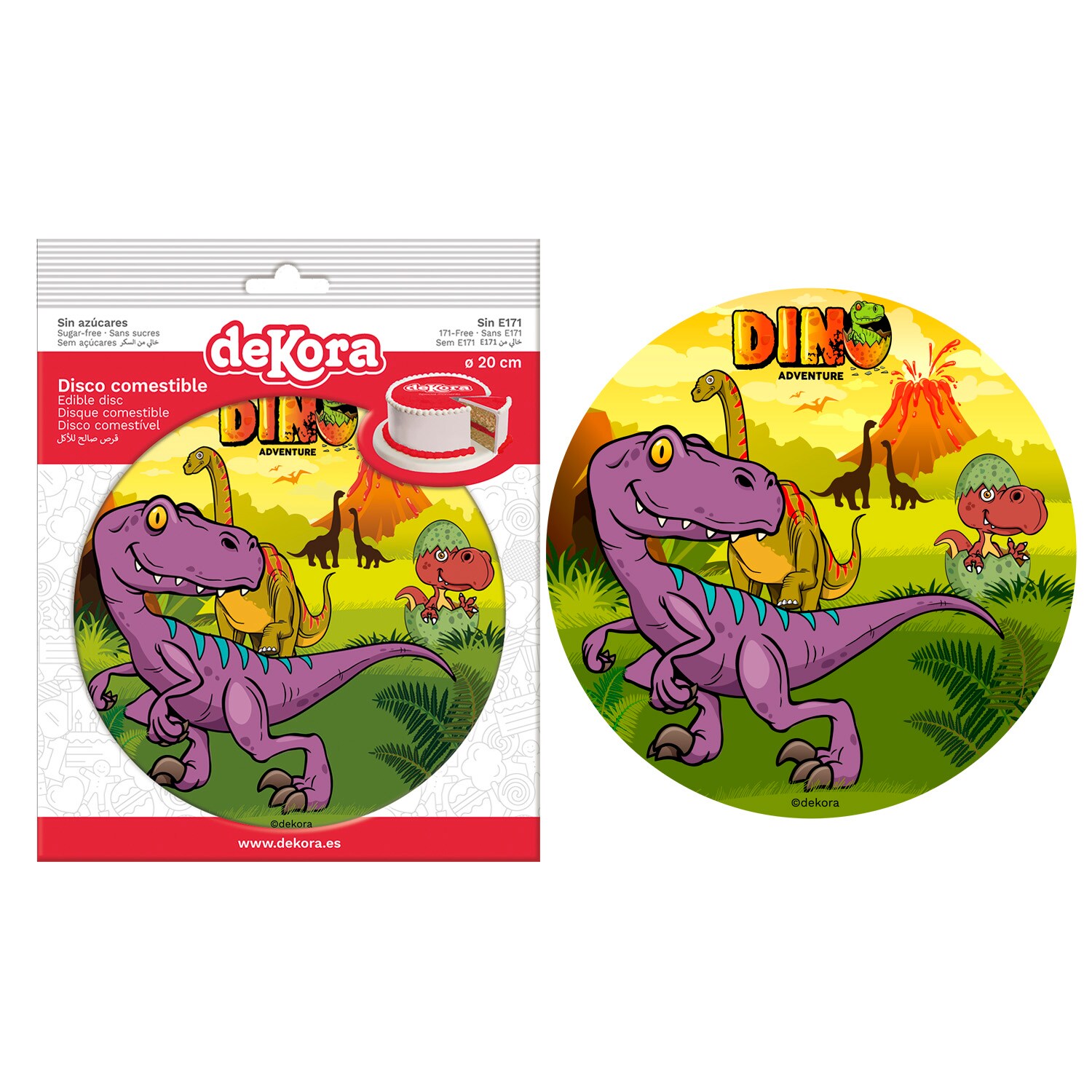 Tårtbild Dinosaurie - Sockerpasta 20 cm
