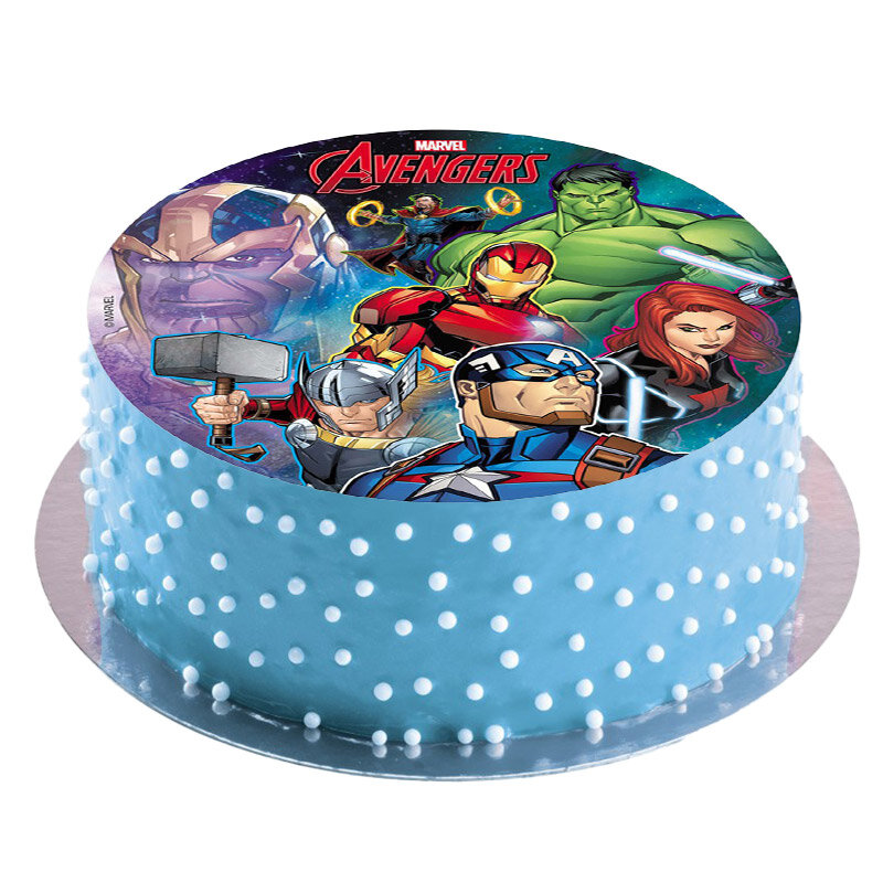 Tårtbild Avengers, Sockerfri sockerpasta 20 cm