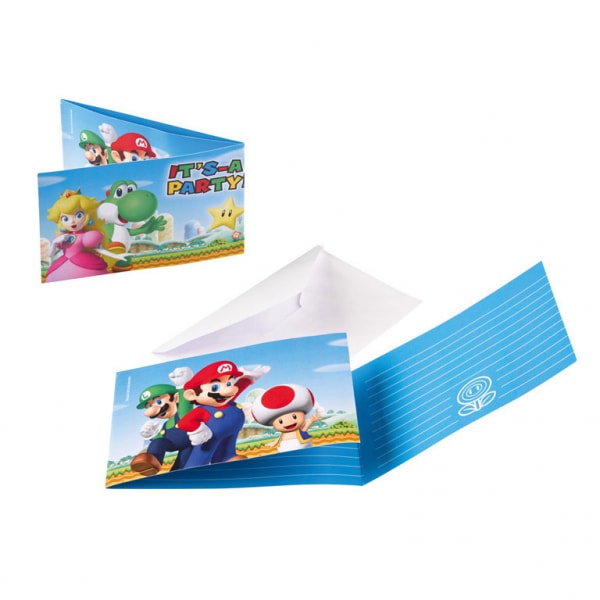 Super Mario - Inbjudningskort 8-pack