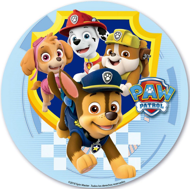 Tårtbild Paw Patrol - Sockerpasta 20 cm