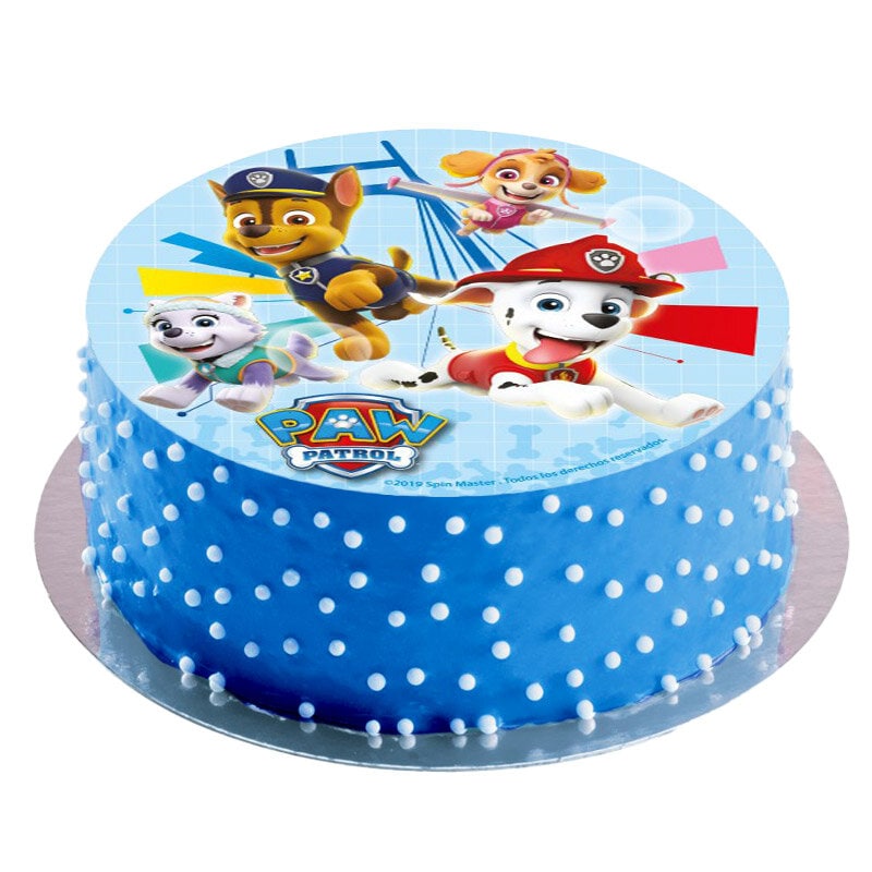 Tårtbild Paw Patrol, Sockerfri sockerpasta 16 cm