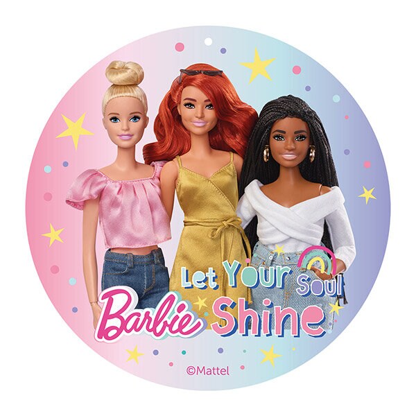 Tårtbild Barbie, Sockerpasta 20 cm