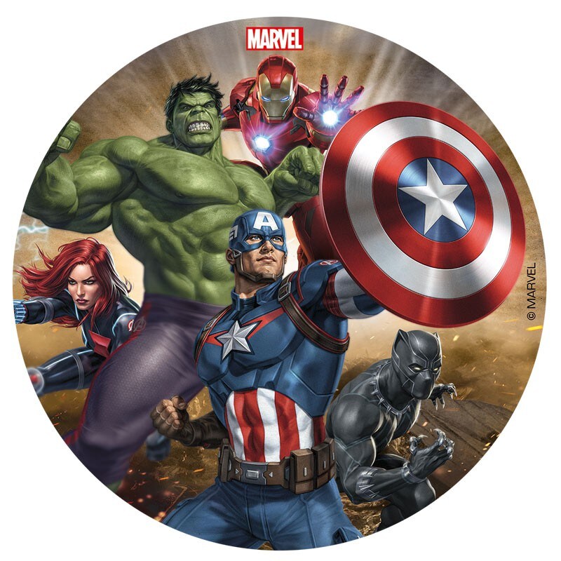 Tårtbild Avengers - Sockerpasta 16 cm