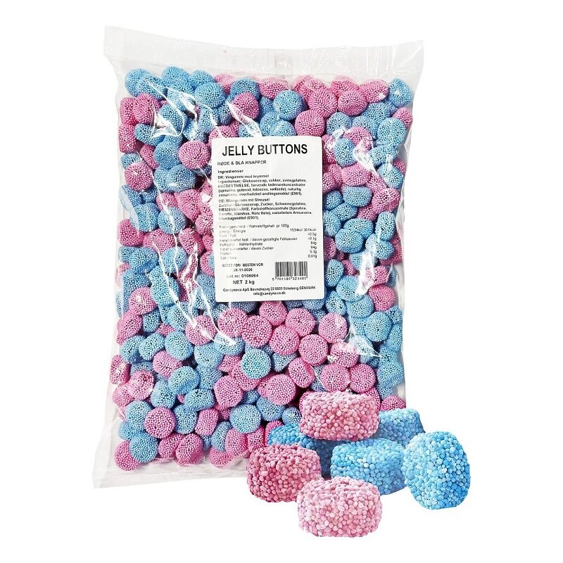 Jelly Buttons Rosa & Blå knappar 2 kg
