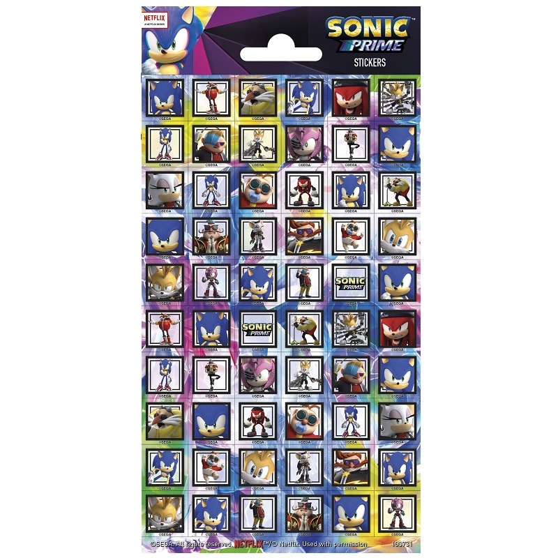 Sonic  - Fyrkantiga klistermärken 60-pack