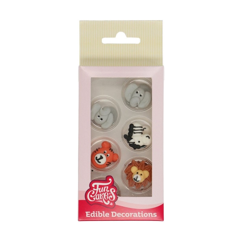 FunCakes - Sockerdekorationer Safaridjur 12-pack