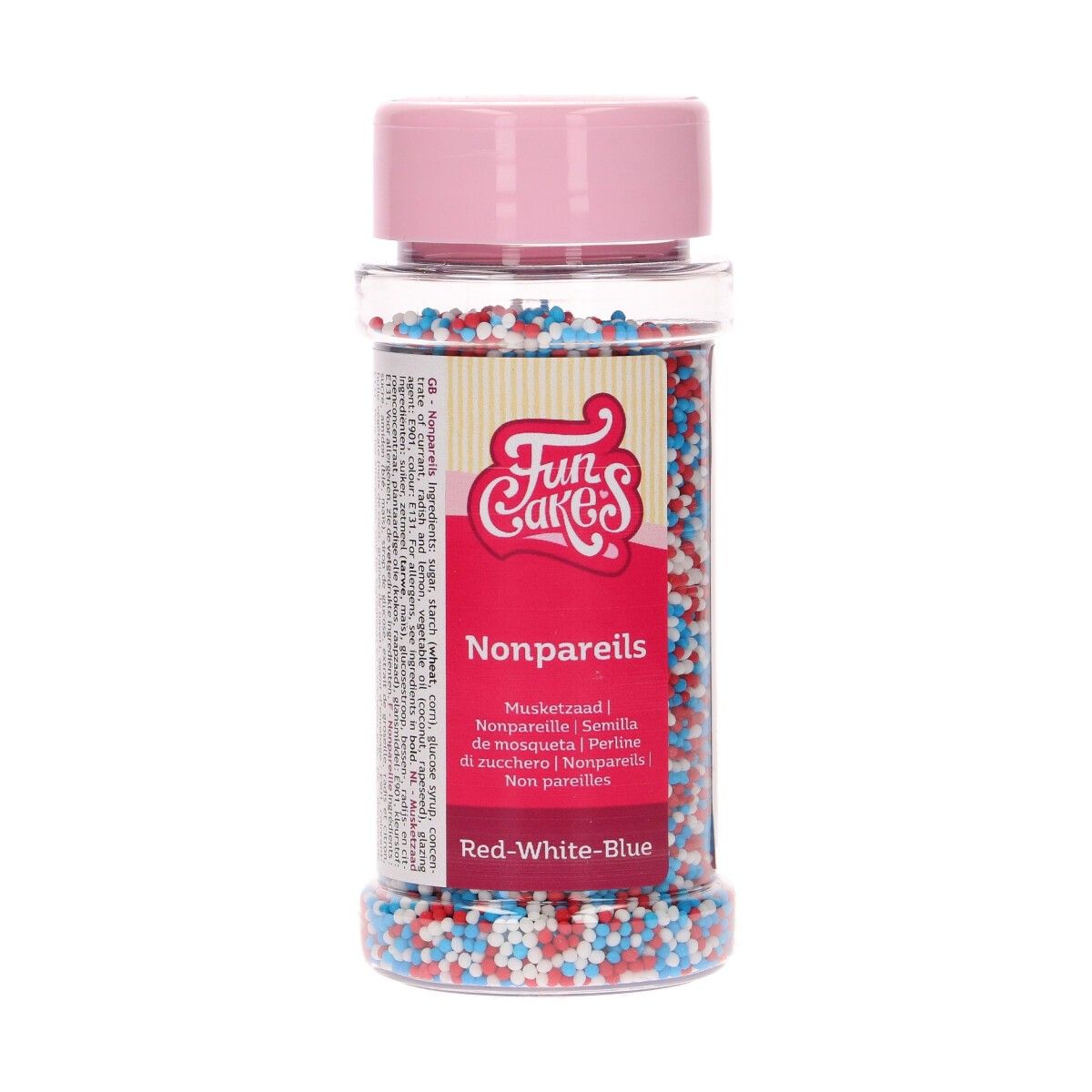 FunCakes - Sockerpärlor Röd/Vit/Blå 80 gram