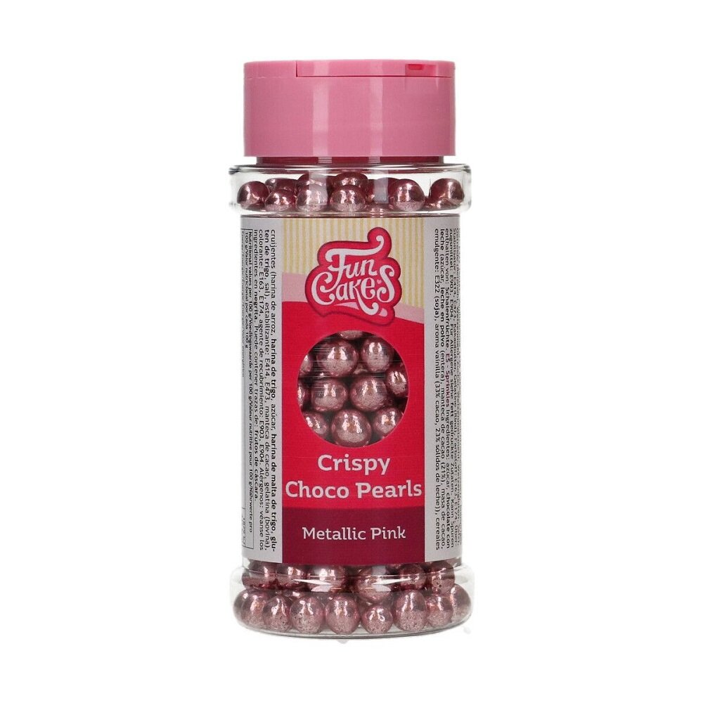 FunCakes - Chokladpärlor Metallic Rosa 60 gram