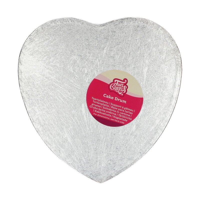 FunCakes - Tårtbricka hjärtformad Silver 27,5 cm