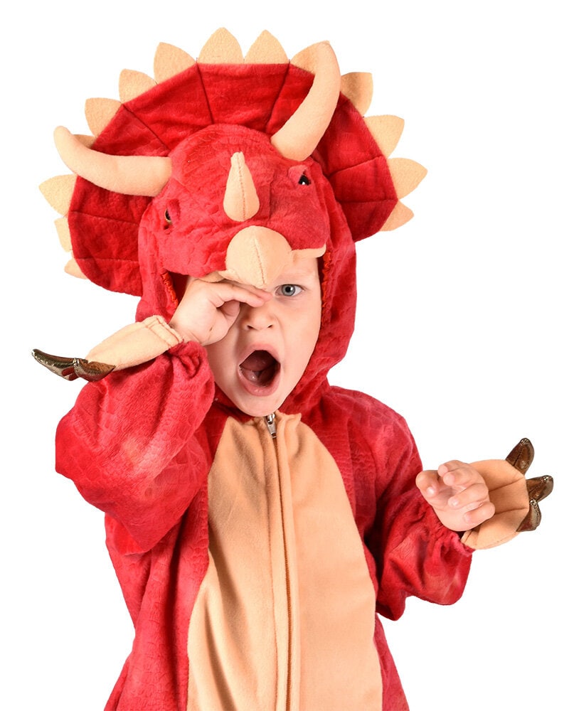 Dinosaurie Triceratops Jumpsuit Maskeraddräkt Barn 4-5 år