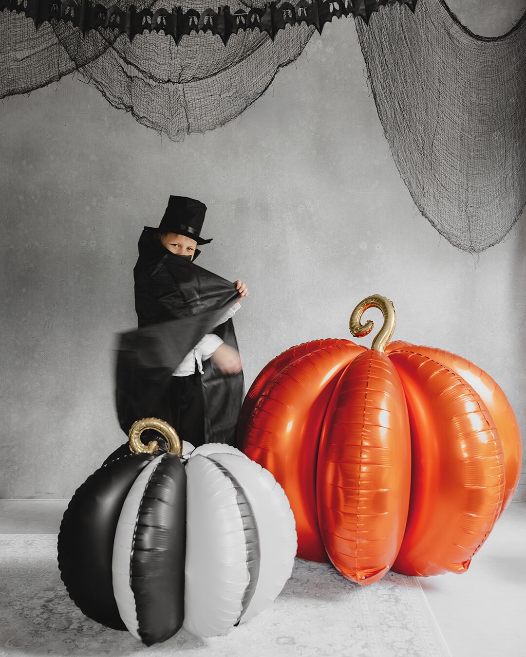 Stående 3D Folieballong - Orange pumpa 90 cm