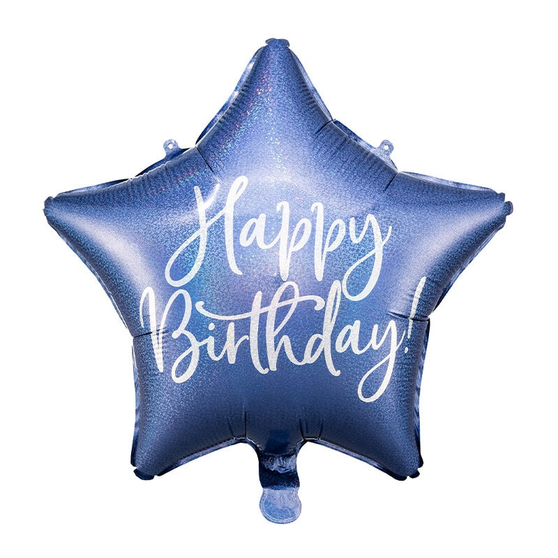 Folieballong Blå, Happy Birthday