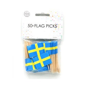 Cake Toppers - Flaggor Sverige 50-pack