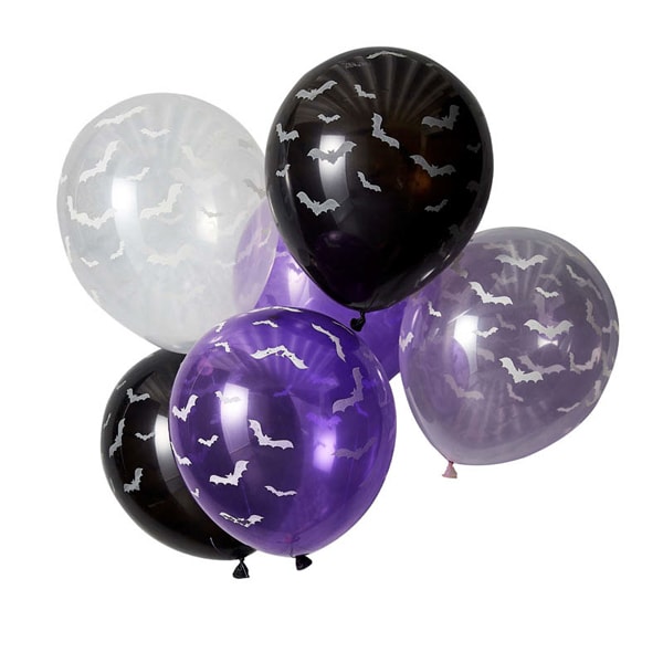 Ballonger Glow in the Dark med Bats 6-pack