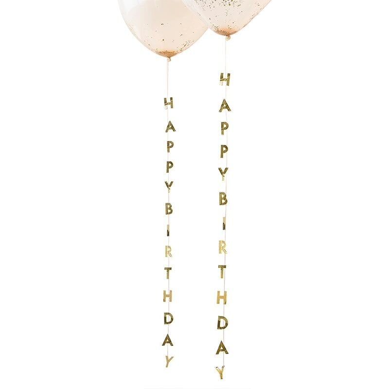 Ballongsvans Happy Birthday - Guld
