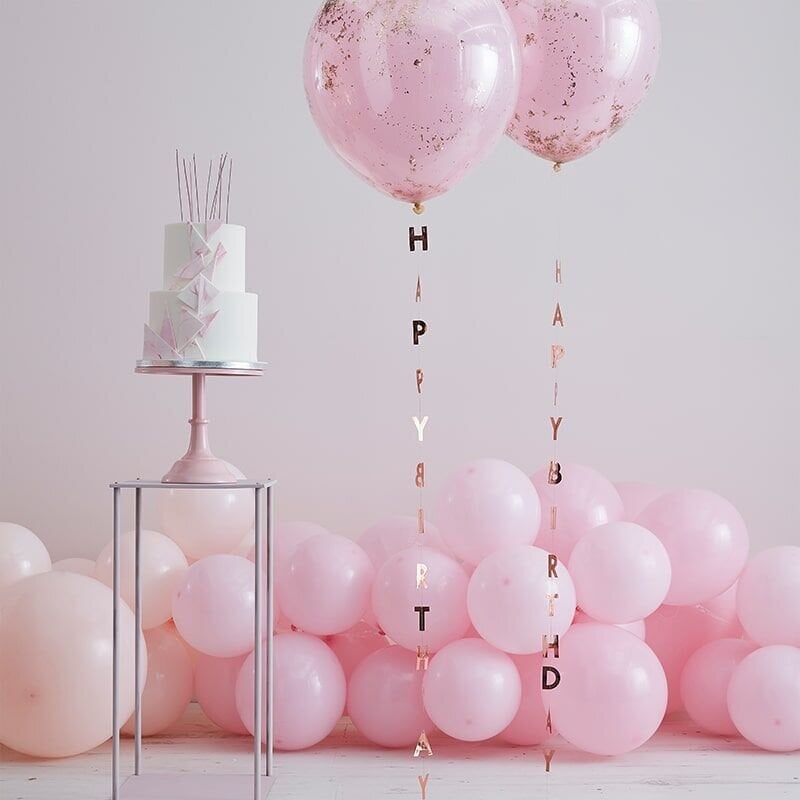 Ballongsvans Happy Birthday - Roséguld 