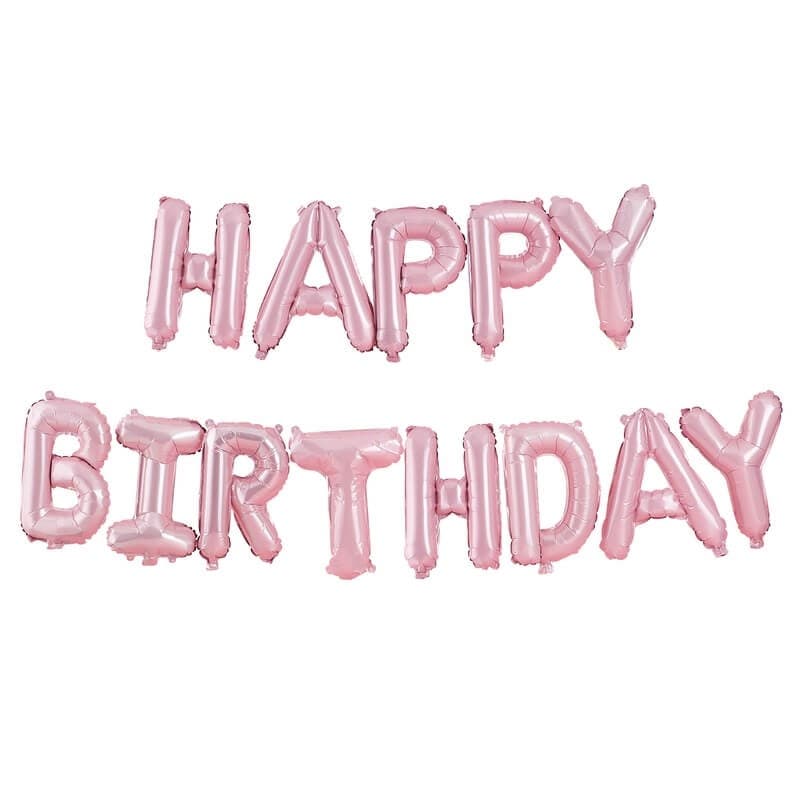 Ballonggirlang - Happy Birthday Pastellrosa