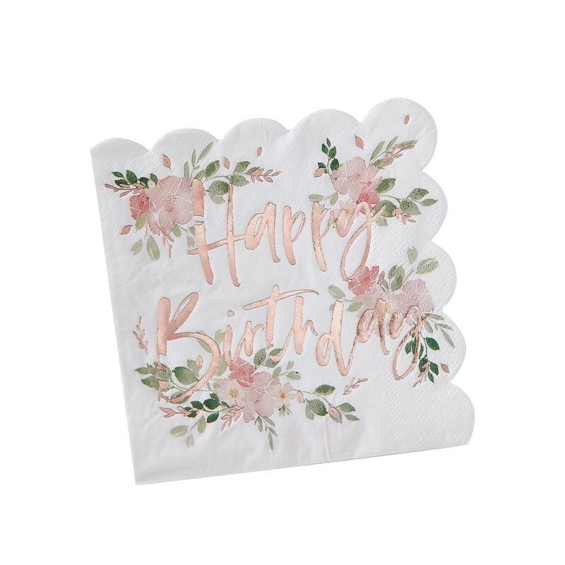 Ditsy Floral - Servetter Happy Birthday 16-pack