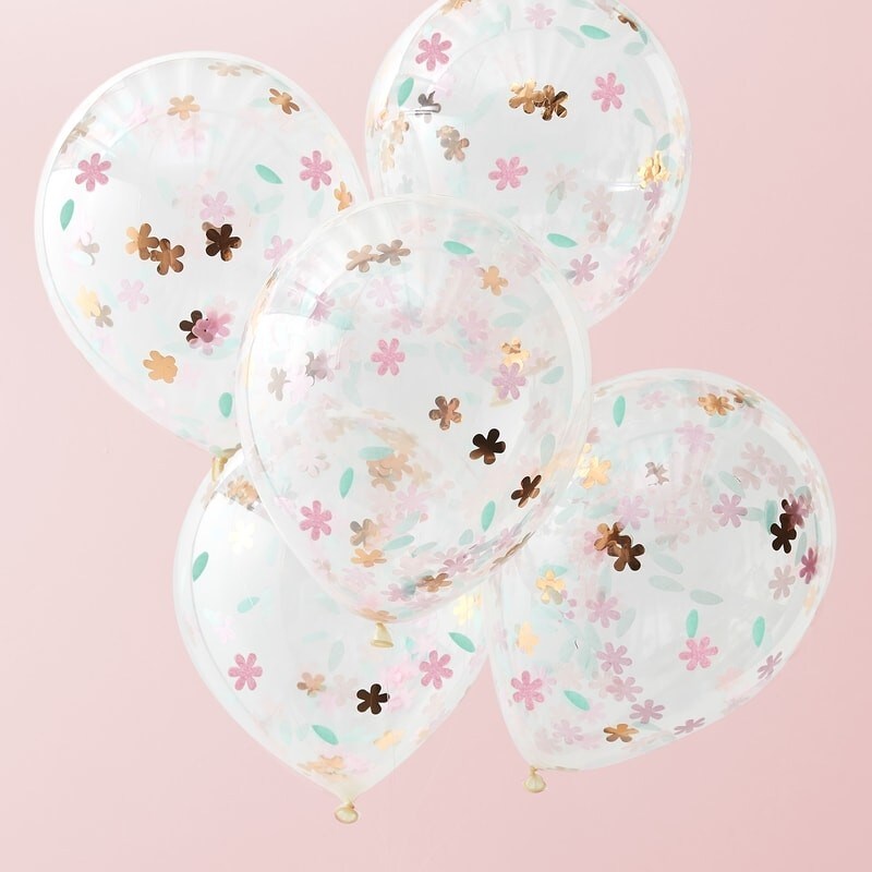 Ballonger med blomformad konfetti 5-pack