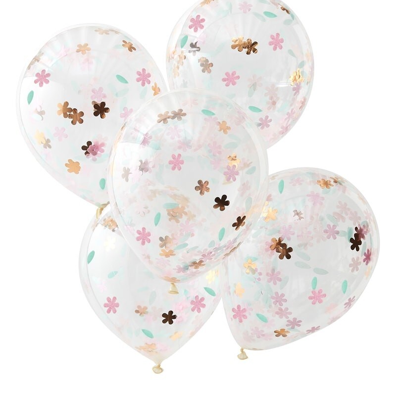 Ballonger med blomformad konfetti 5-pack