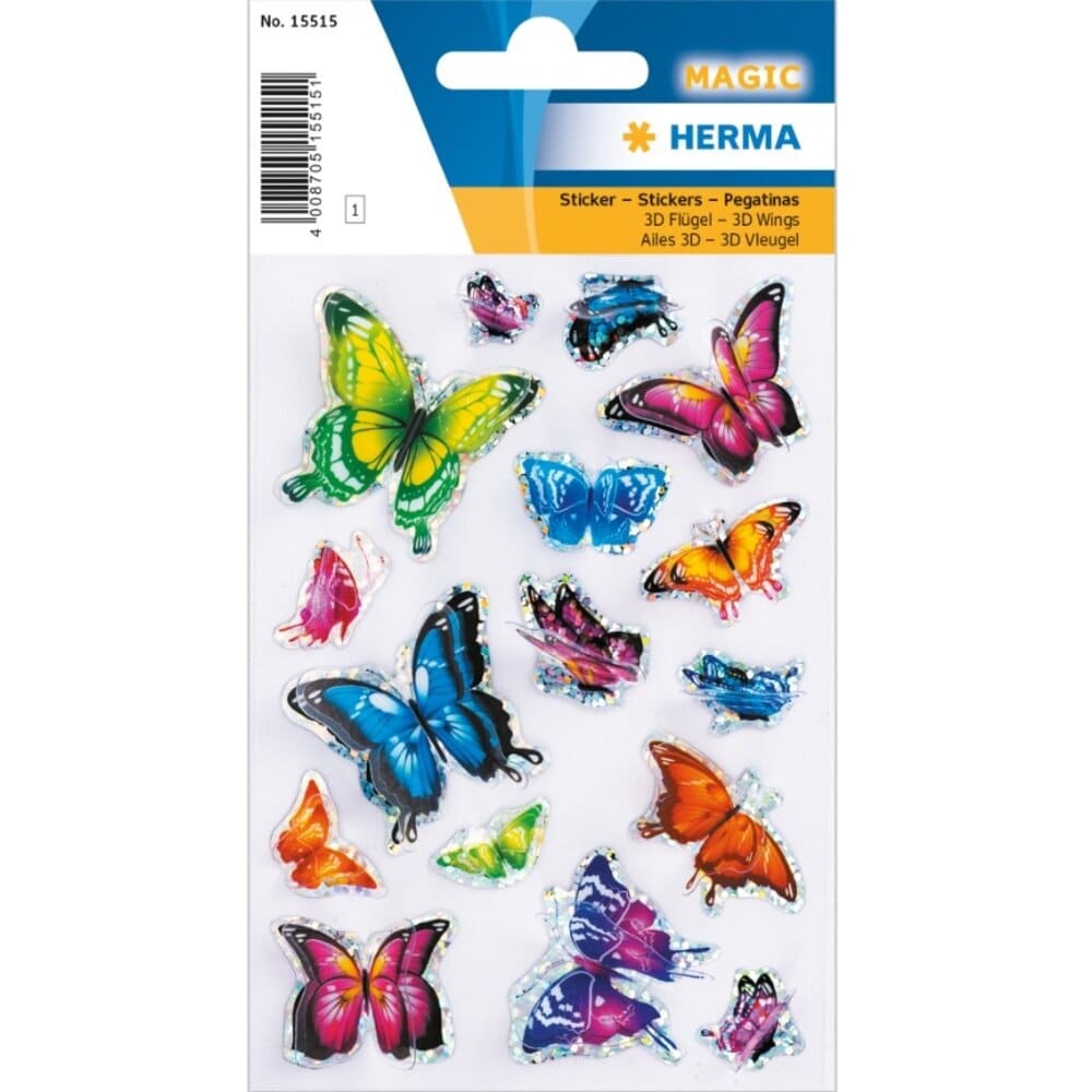 Klistermärken - Glittrande fjärilar 16 st.