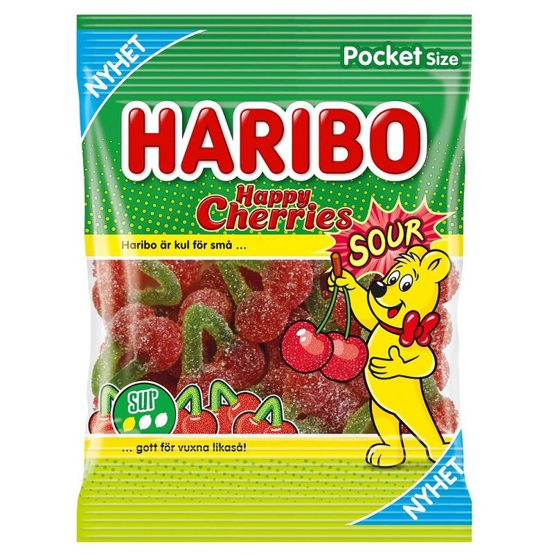 Haribo Happy Cherries Sura i påse 75 gram