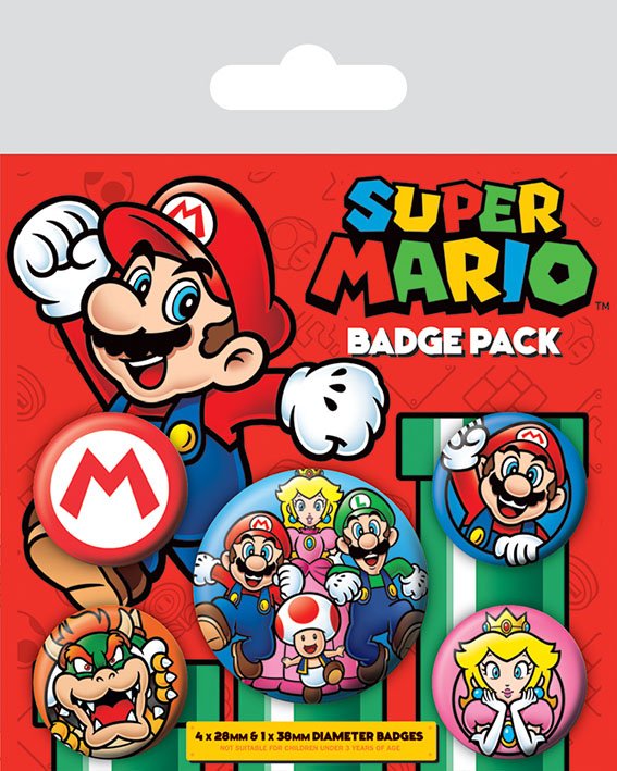 Super Mario Bros - Knappar 5-pack