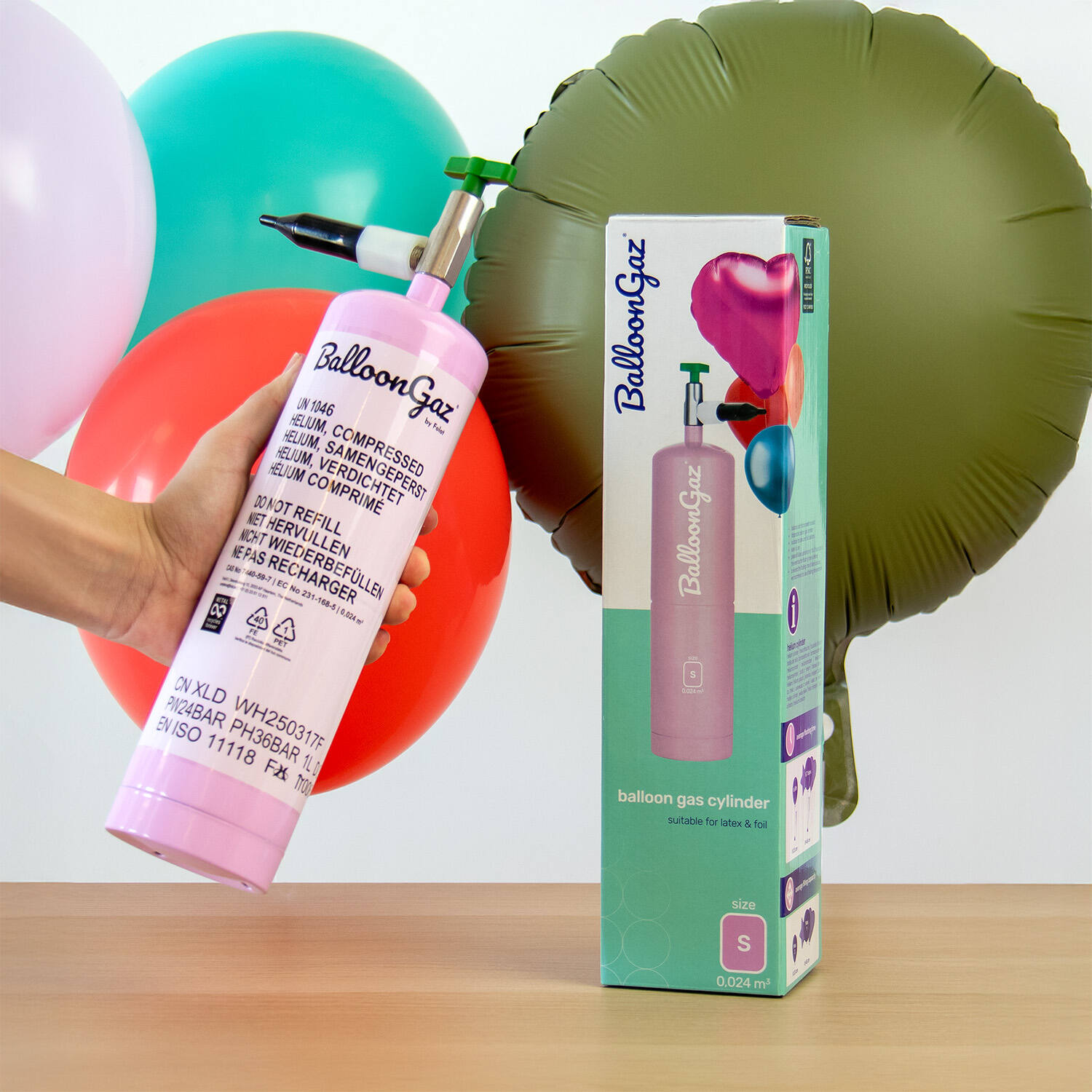 Heliumtub för 1 folieballong eller 3 latexballonger