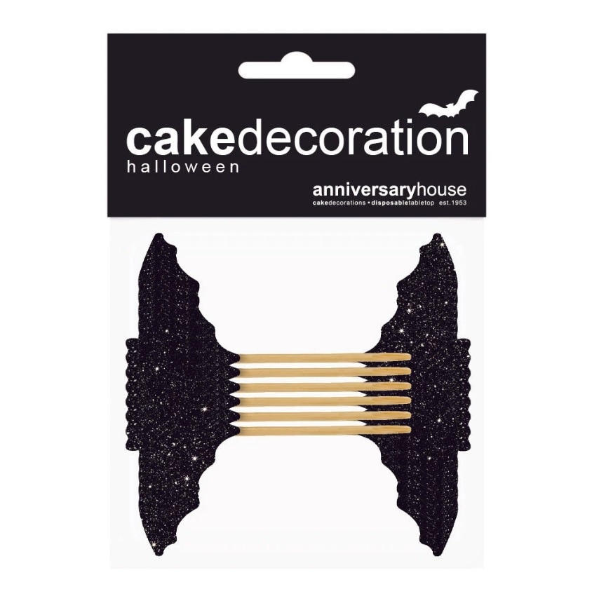 Cake Toppers - Glittrande fladdermöss 12-pack