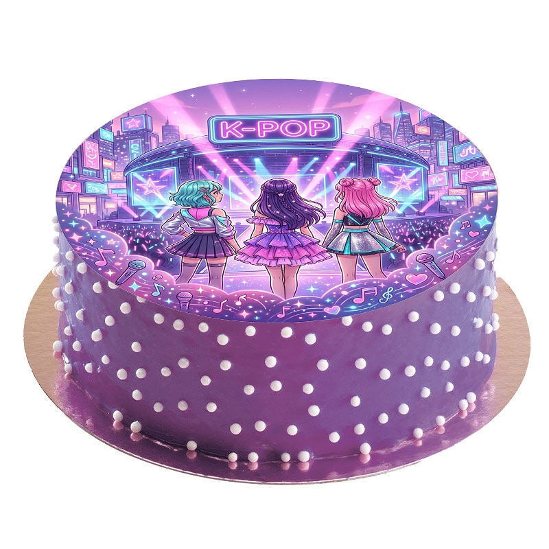 K-Pop Tårtbild Sockerpasta 20 cm