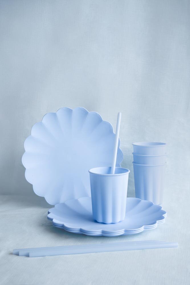 Plastsugrör, Pastellblå 23 cm 12-pack